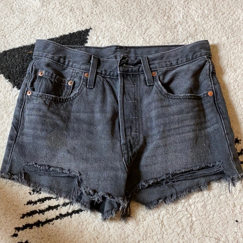 Levi’s 501 Black/grey Cut Off Jean Shorts